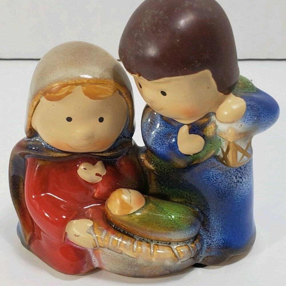 Glazed Ceramic Nativity Christmas Mary Joseph Baby Jesus figurines children